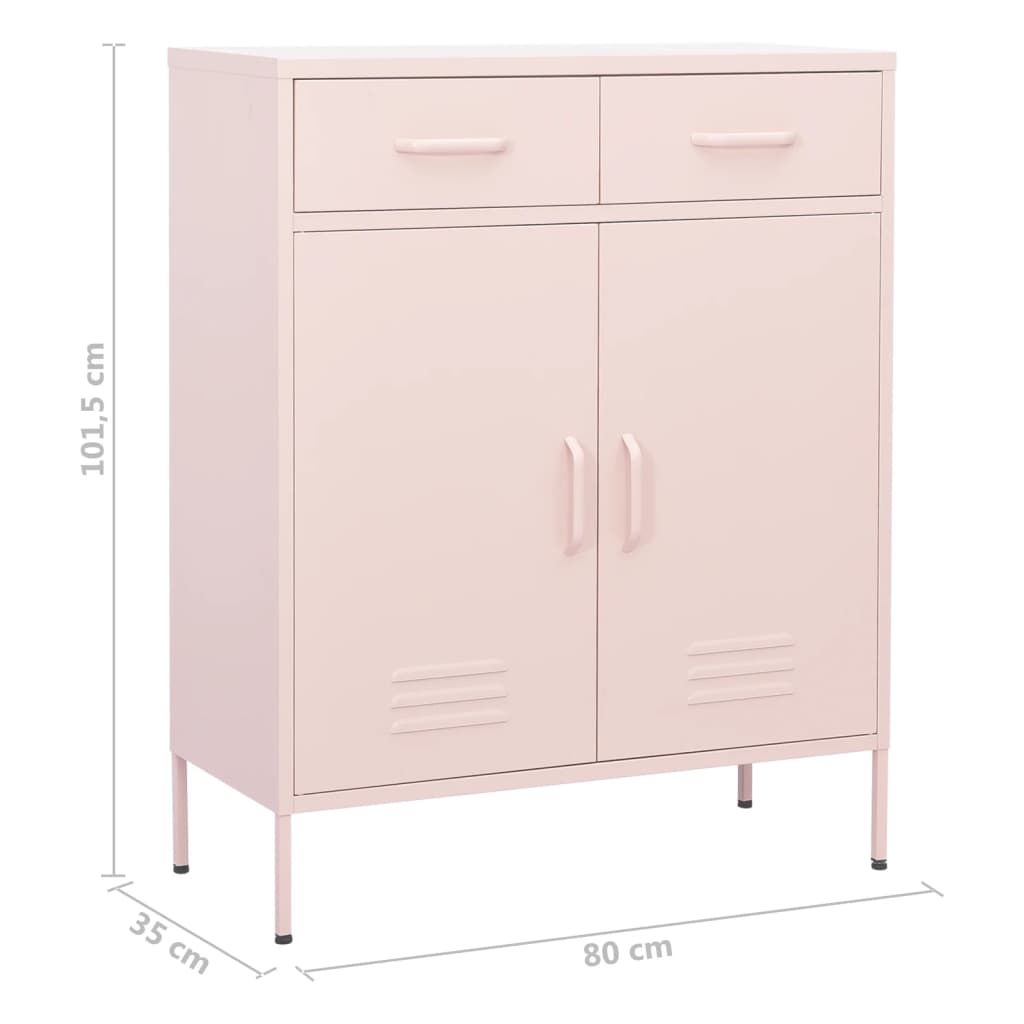 opbevaringsskab 80x35x101,5 cm stål lyserød