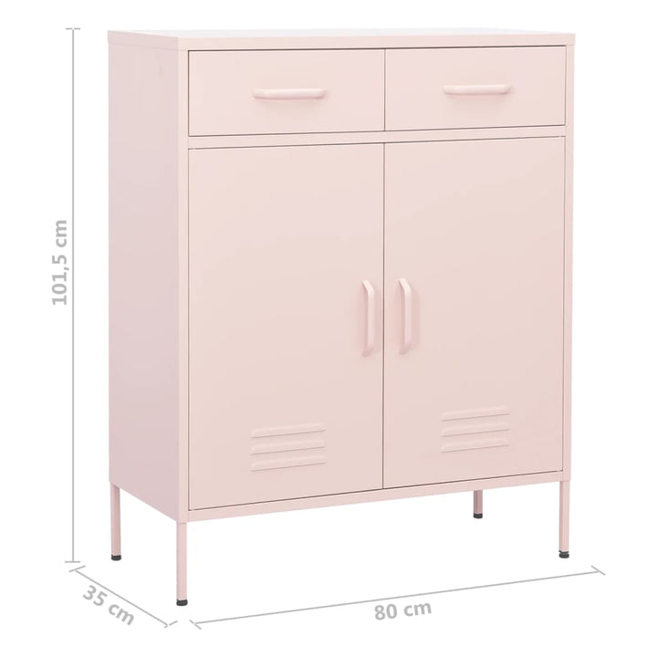 opbevaringsskab 80x35x101,5 cm stål lyserød