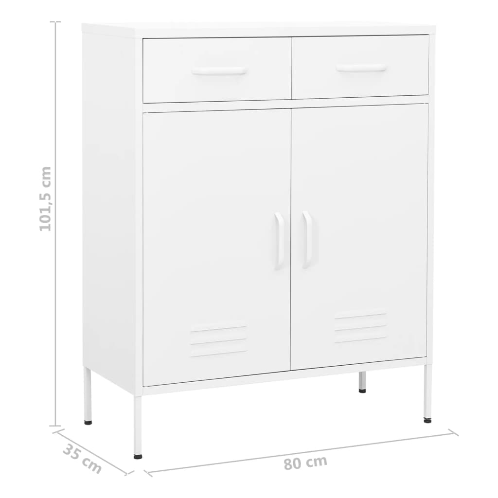 opbevaringsskab 80x35x101,5 cm stål hvid