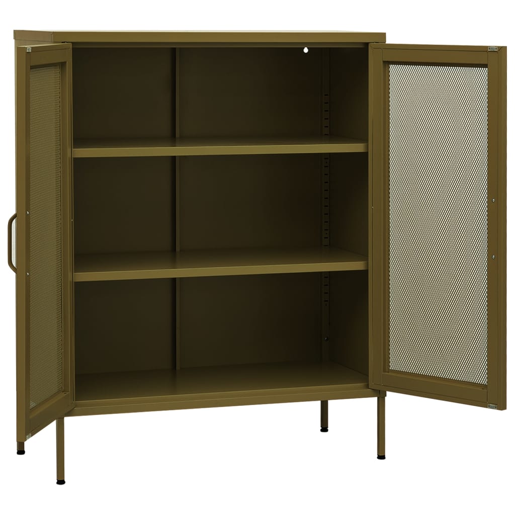 opbevaringsskab 80x35x101,5 cm stål olivengrøn