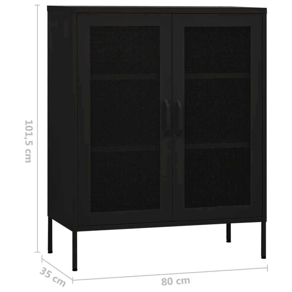 opbevaringsskab 80x35x101,5 cm stål sort