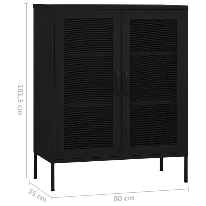 opbevaringsskab 80x35x101,5 cm stål sort