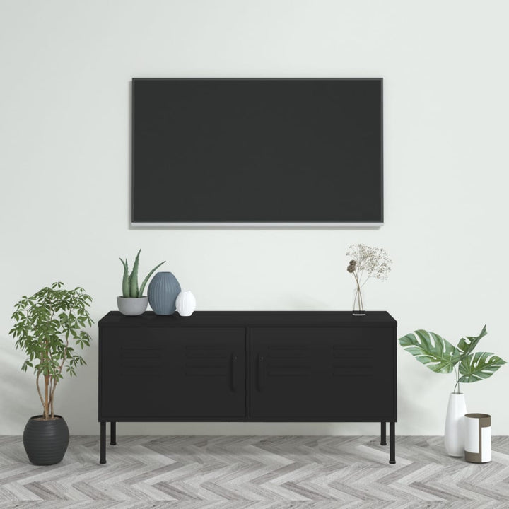 tv-skab 105x35x50 cm stål  Sort