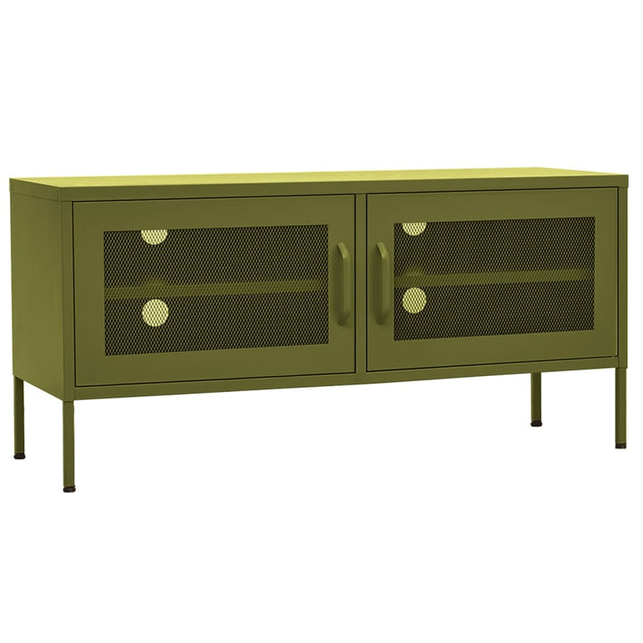 tv-skab 105x35x50 cm stål olivengrøn