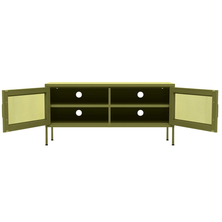 tv-skab 105x35x50 cm stål olivengrøn