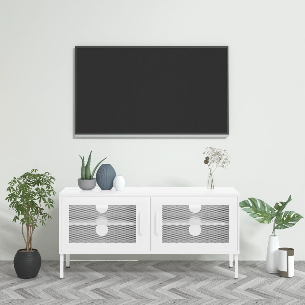 tv-skab 105x35x50 cm stål hvid