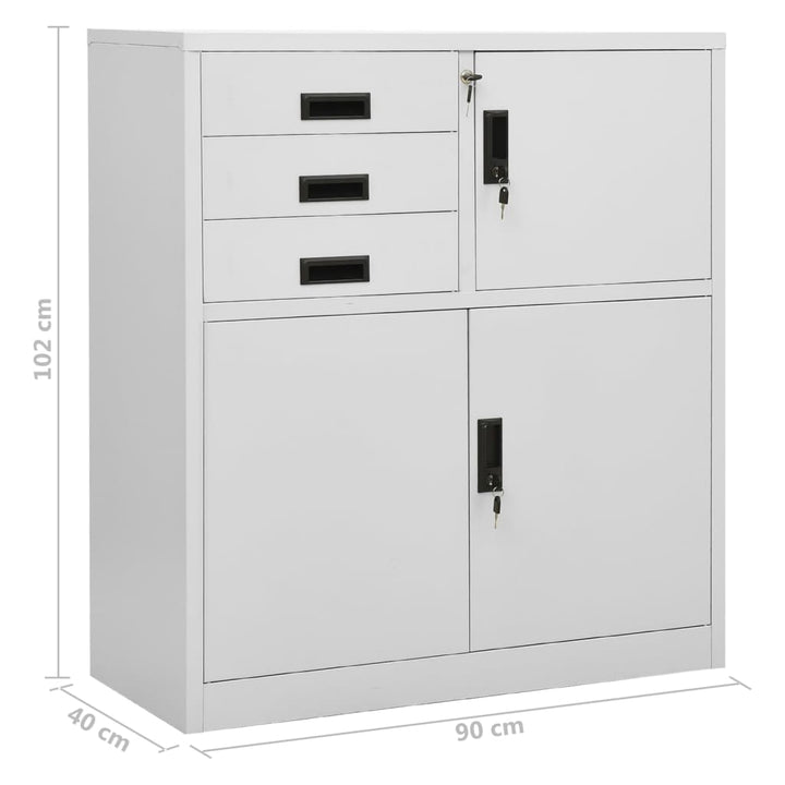 kontorskab 90x40x102 cm stål lysegrå