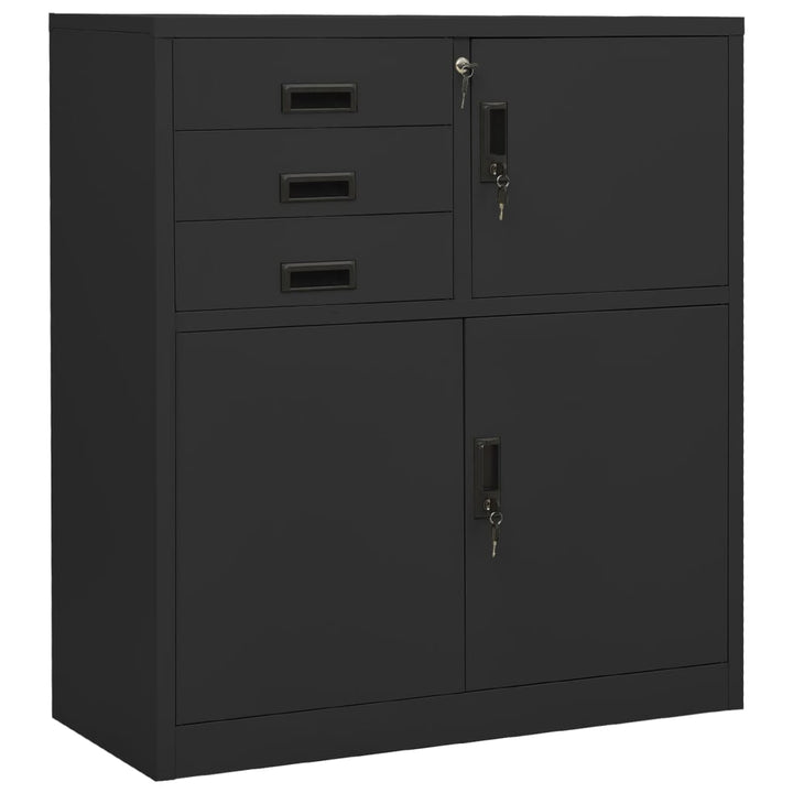 kontorskab 90x40x102 cm stål antracitgrå