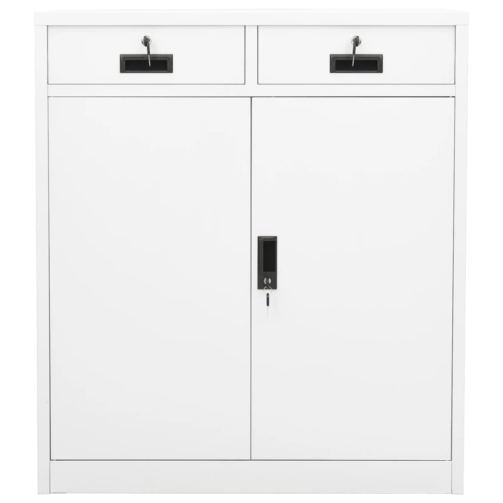 kontorskab 90x40x102 cm stål hvid