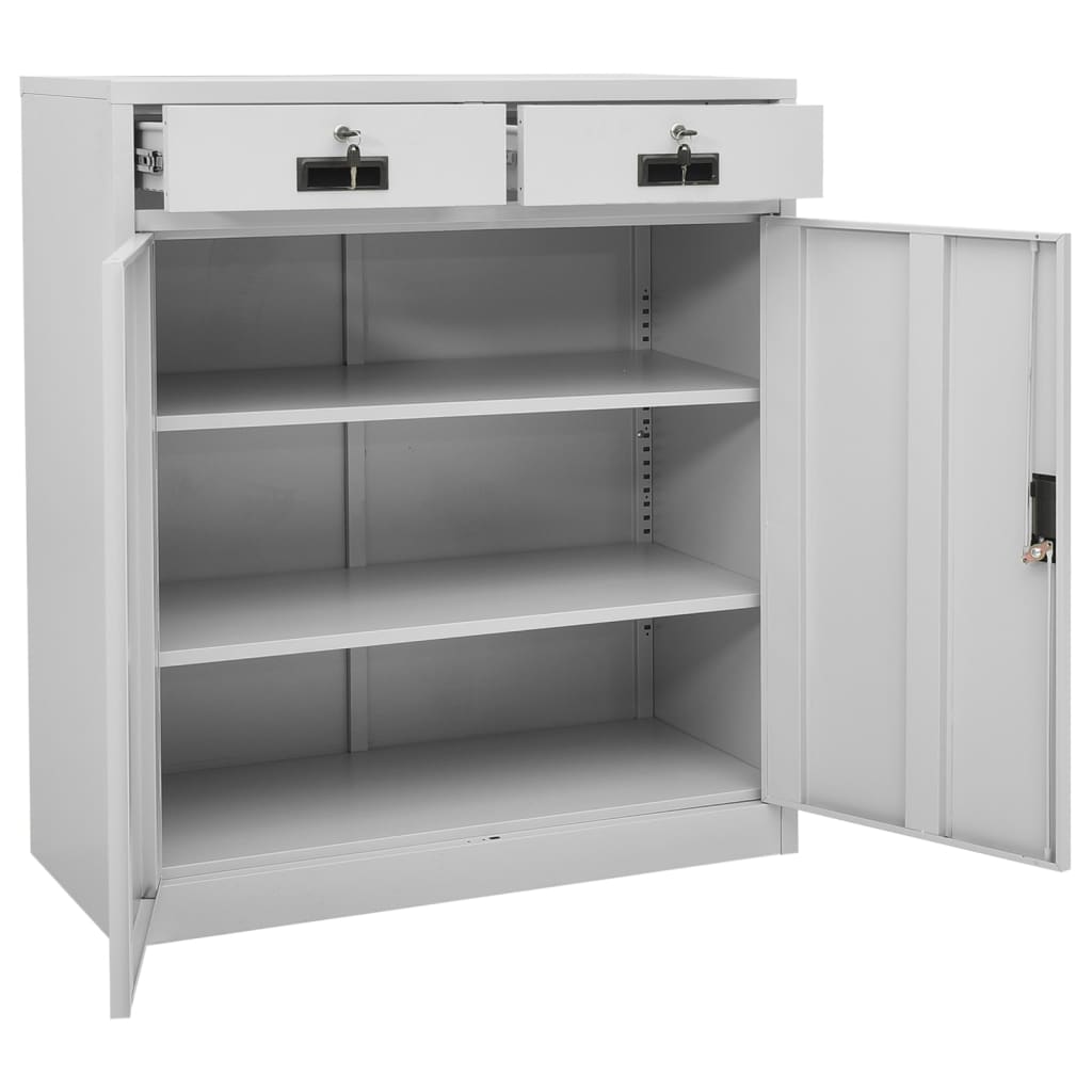 kontorskab 90x40x102 cm stål lysegrå