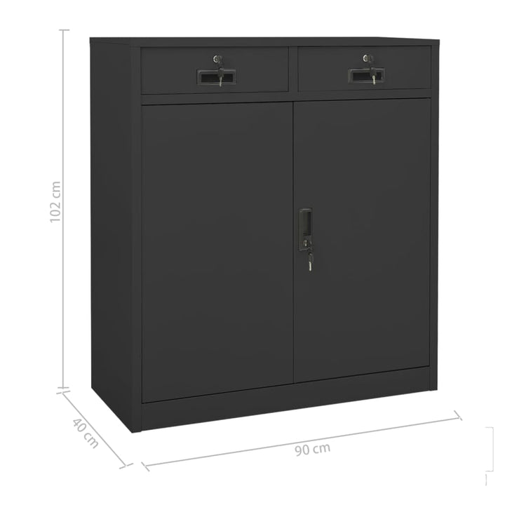 kontorskab 90x40x102 cm stål antracitgrå