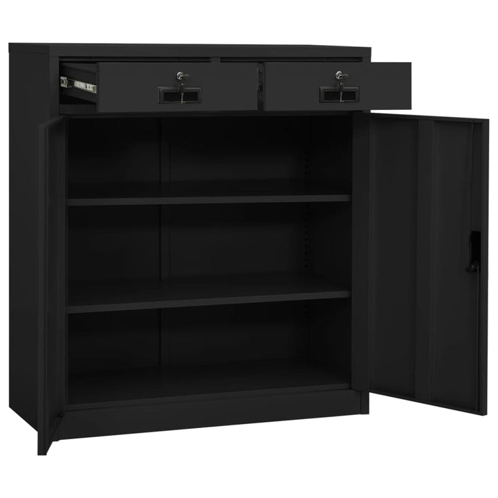 kontorskab 90x40x102 cm stål antracitgrå