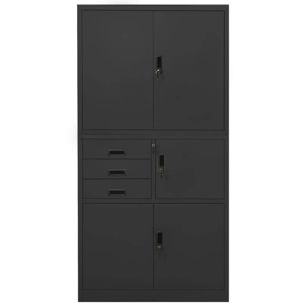 kontorskab 90x40x180 cm stål antracitgrå