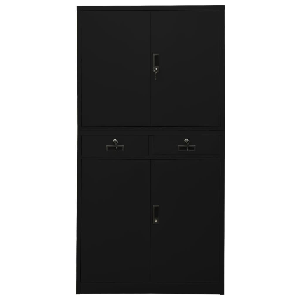 kontorskab 90x40x180 cm stål sort