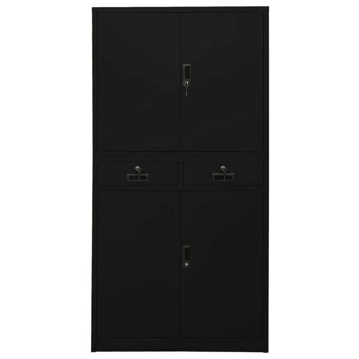 kontorskab 90x40x180 cm stål sort