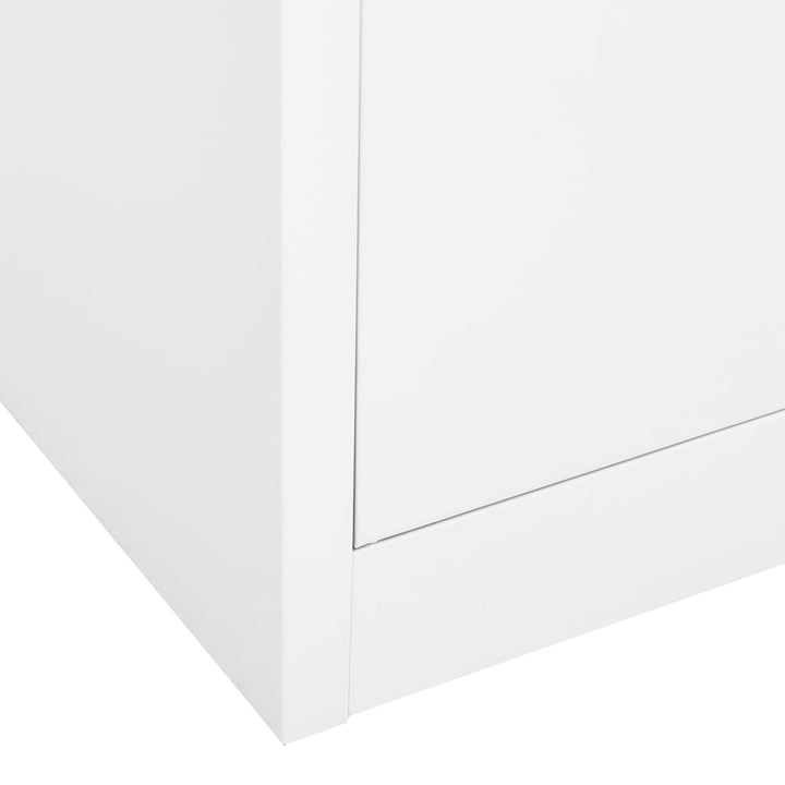 kontorskab 90x40x180 cm stål og hærdet glas hvid