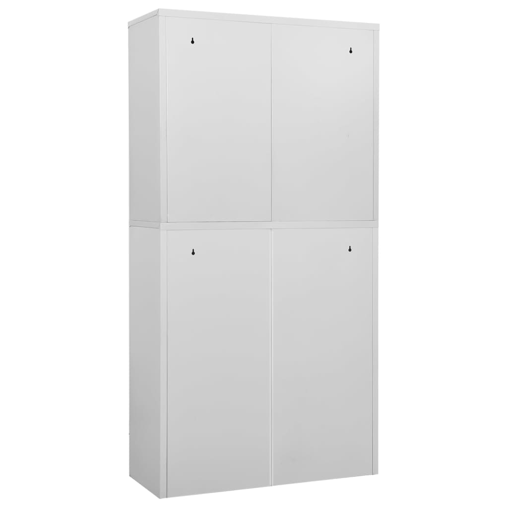kontorskab 90x40x180 cm stål og hærdet glas lysegrå