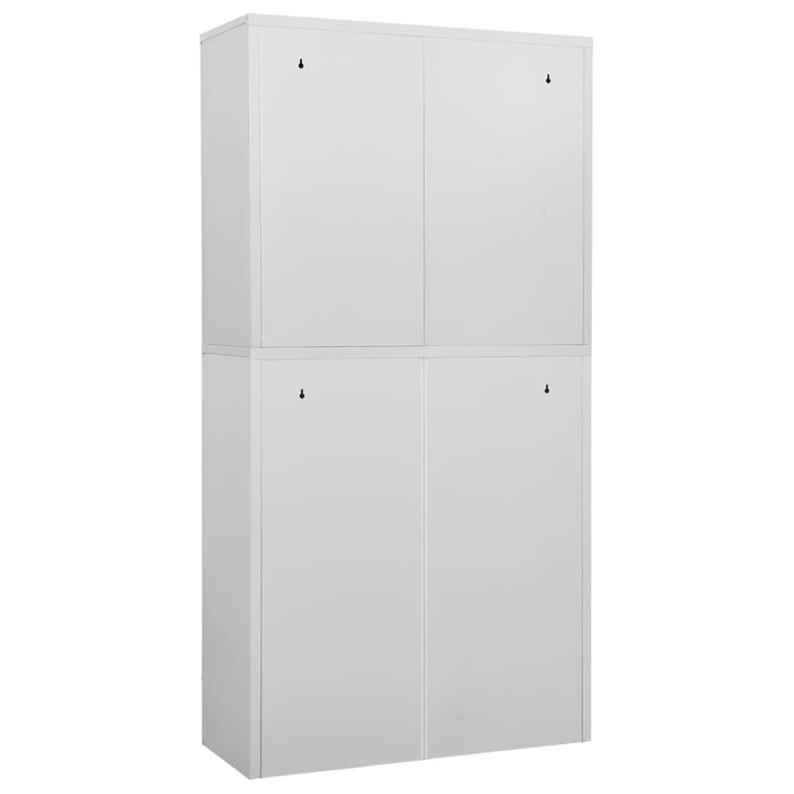 kontorskab 90x40x180 cm stål og hærdet glas lysegrå