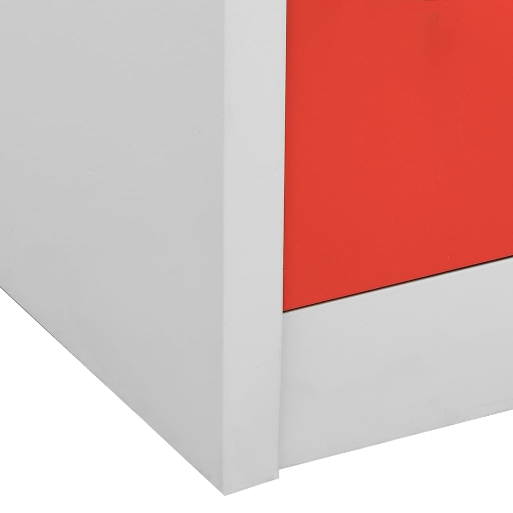 skab 90x45x92,5 cm stål lysegrå og rød