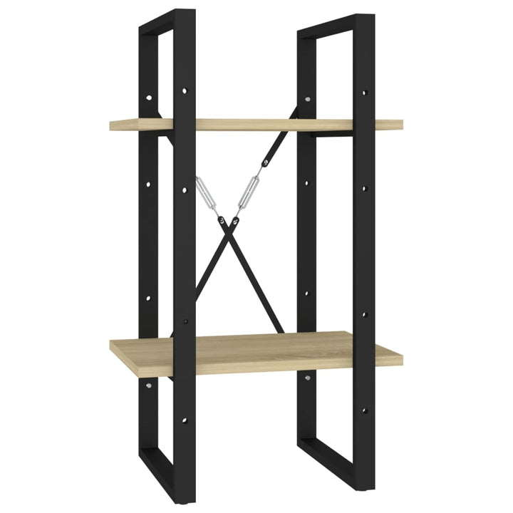 bogreol med 2 hylder 40x30x70 cm konstrueret træ sonoma-eg