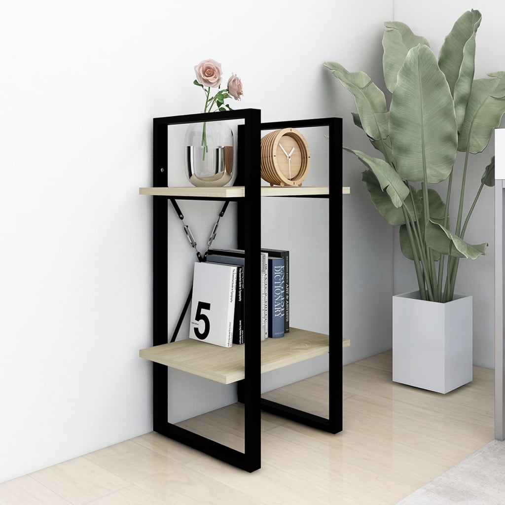 bogreol med 2 hylder 40x30x70 cm konstrueret træ sonoma-eg