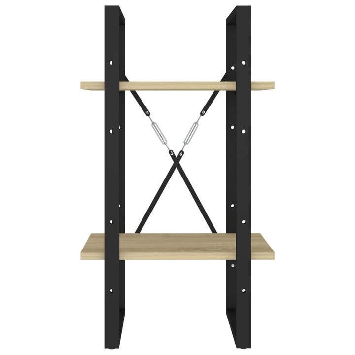 bogreol med 2 hylder 40x30x70 cm konstrueret træ sonoma-eg
