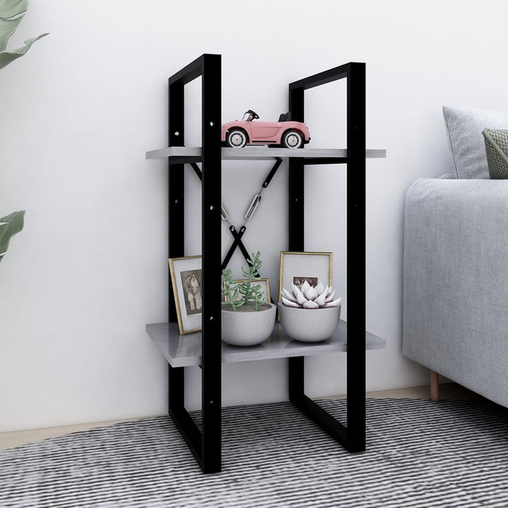bogreol med 2 hylder 40x30x70 cm konstrueret træ betongrå