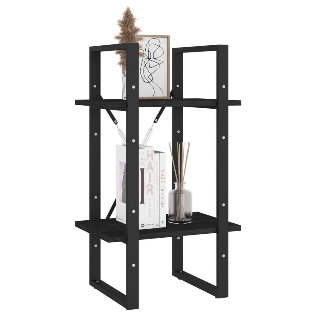 bogreol 40x30x70 cm 2 hylder massivt fyrretræ sort