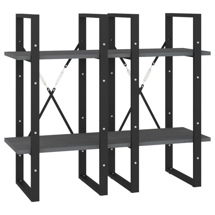 bogreol 40x30x140 cm 4 hylder massivt fyrretræ grå