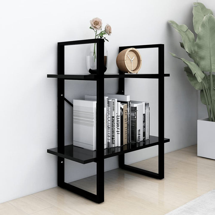 bogreol med 2 hylder 60x30x70 cm konstrueret træ sort