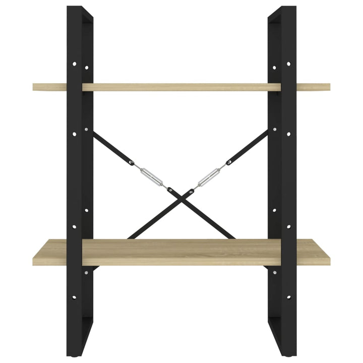 bogreol med 2 hylder 60x30x70 cm konstrueret træ sonoma-eg