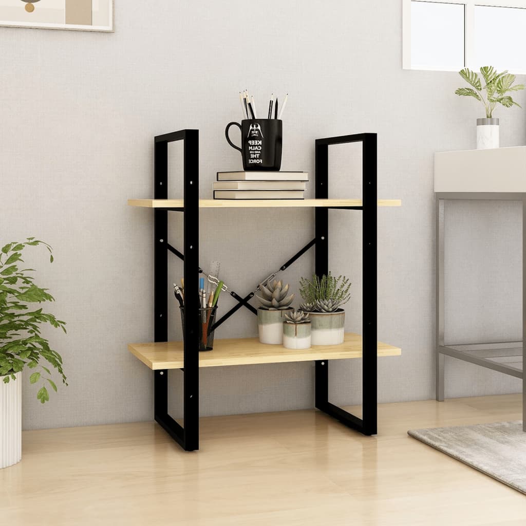 bogreol 60x30x70 cm 2 hylder massivt fyrretræ