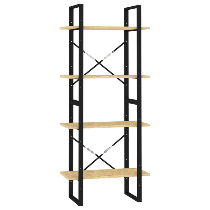 bogreol 60x30x140 cm 4 hylder massivt fyrretræ