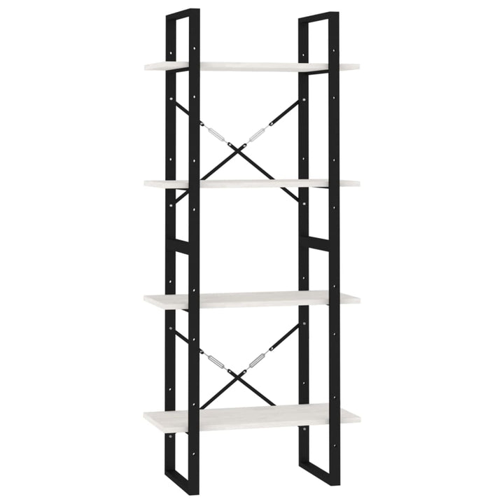 bogreol med 4 hylder 60x30x140 cm massivt fyrretræ hvid