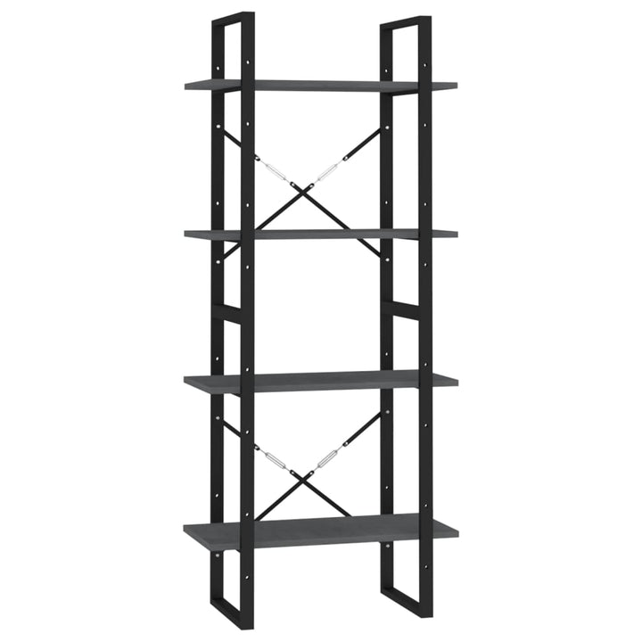bogreol med 4 hylder 60x30x140 cm massivt fyrretræ grå