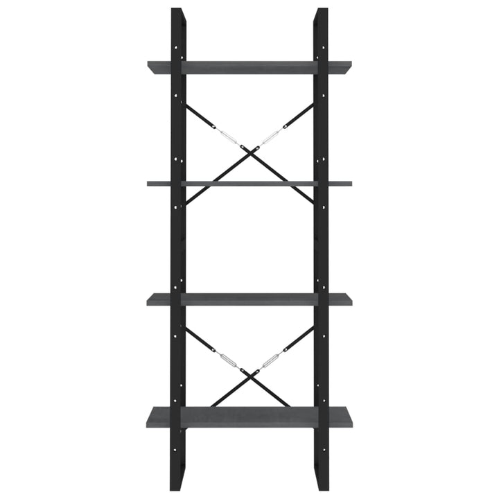 bogreol med 4 hylder 60x30x140 cm massivt fyrretræ grå