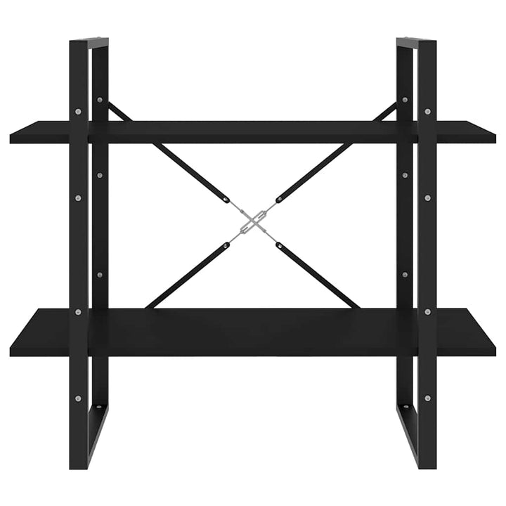 bogreol med 2 hylder 80x30x70 cm konstrueret træ sort