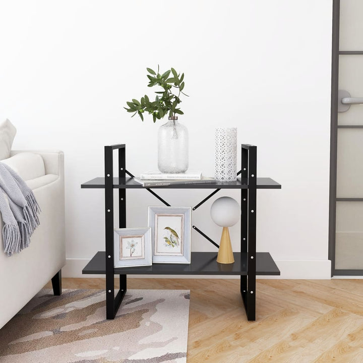 bogreol med 2 hylder 80x30x70 cm konstrueret træ grå