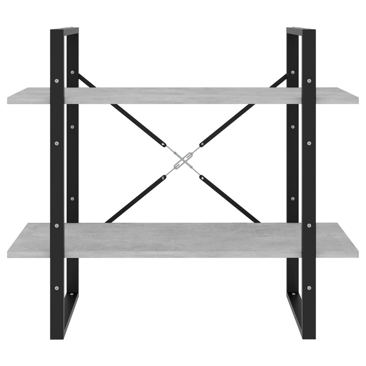 bogreol med 2 hylder 80x30x70 cm konstrueret træ betongrå
