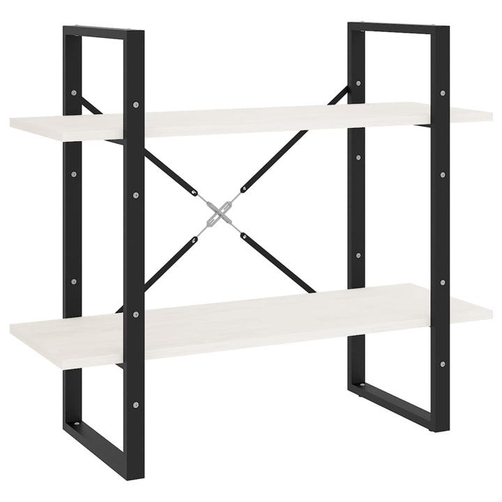 bogreol med 2 hylder 80x30x70 cm massivt fyrretræ hvid
