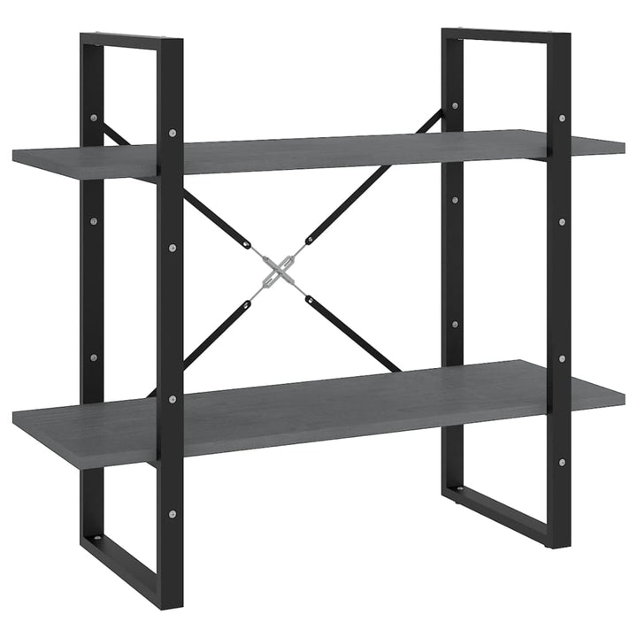 bogreol med 2 hylder 80x30x70 cm massivt fyrretræ grå