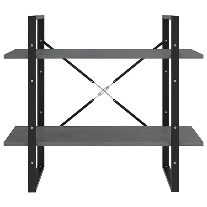 bogreol med 2 hylder 80x30x70 cm massivt fyrretræ grå