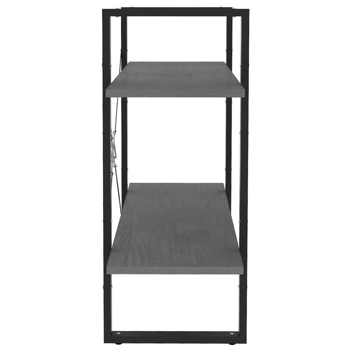 bogreol med 2 hylder 80x30x70 cm massivt fyrretræ grå