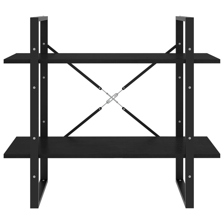 bogreol med 2 hylder 80x30x70 cm massivt fyrretræ sort