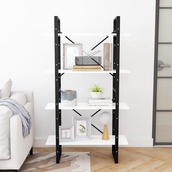 bogreol med 4 hylder 80x30x140 cm konstrueret træ hvid