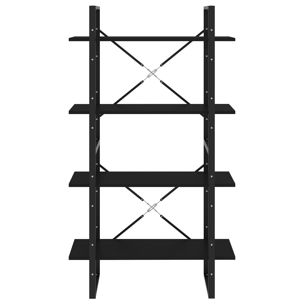 bogreol med 4 hylder 80x30x140 cm konstrueret træ sort