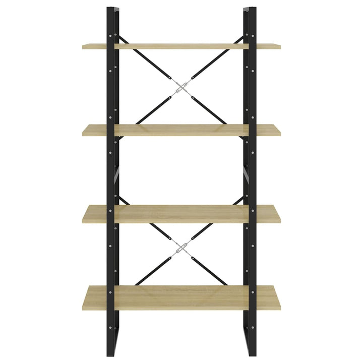 bogreol med 4 hylder 80x30x140 cm konstrueret træ sonoma-eg