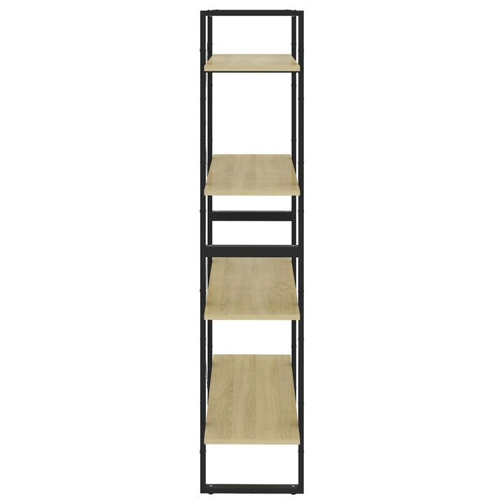 bogreol med 4 hylder 80x30x140 cm konstrueret træ sonoma-eg
