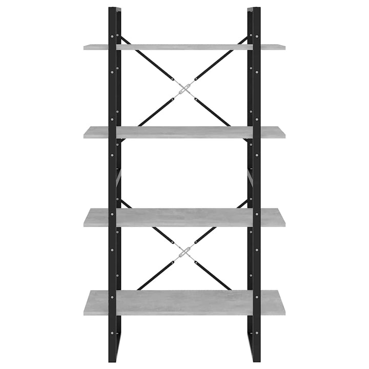 bogreol med 4 hylder 80x30x140 cm konstrueret træ betongrå