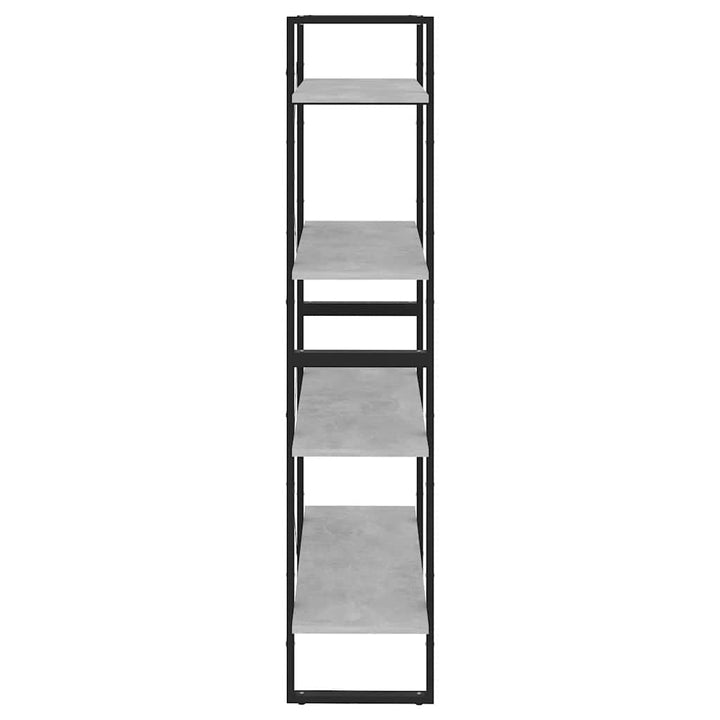 bogreol med 4 hylder 80x30x140 cm konstrueret træ betongrå